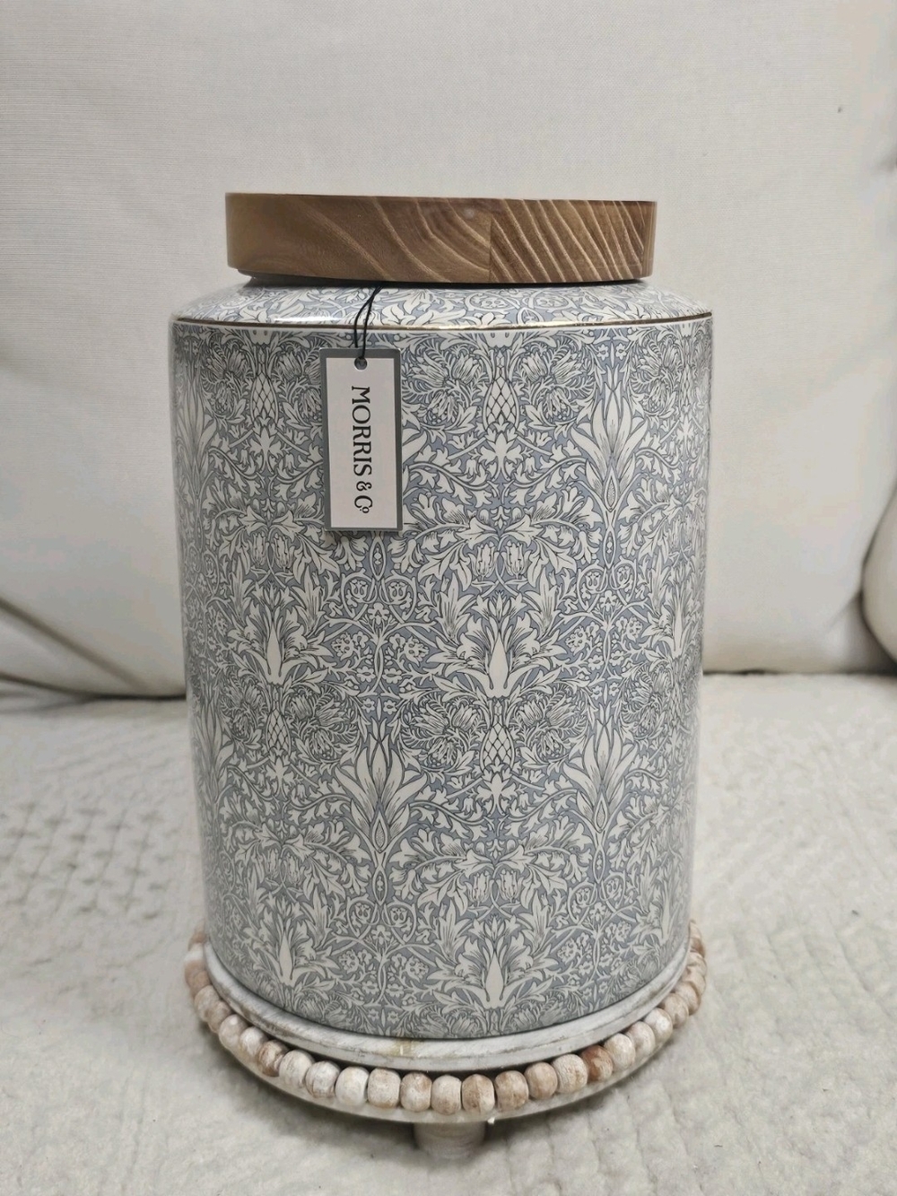 NEW! Morris & Co SNAKESHEAD Large 11” Canister w/Bamboo Wood Lid viral htf